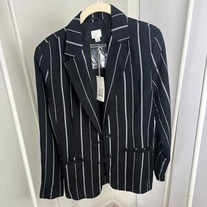 a new day Black and White Striped Blazer